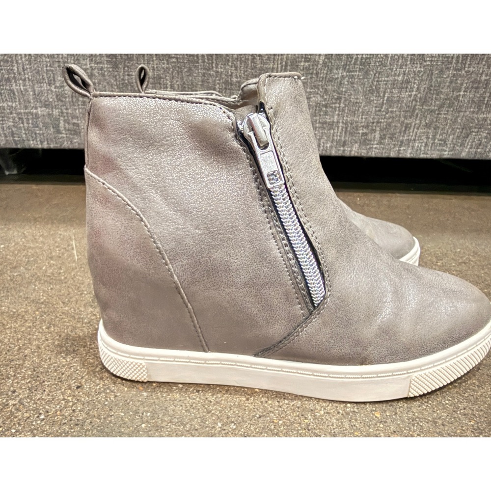 Wonder Nation Girls Metallic Silver Grey Hidden Wedge Sneaker Boots Size 3 - Picture 3 of 7